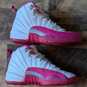Air Jordan 12 Retro GG Shoes Vivid Pink Big Kids 4.5Y Tumbled Leather